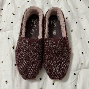 TOMS Alpargata Burgundy Multi Sweater Knit Slip-Ons Flats Loafers